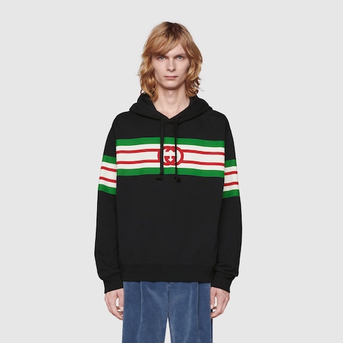 Felpa con stampa GG in nero | GUCCI® Italia
