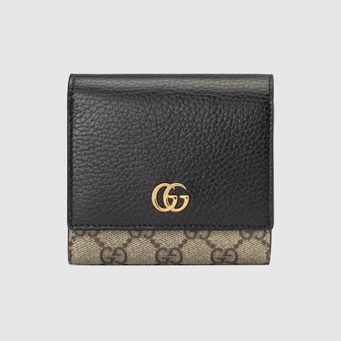 Mittelgroße, zweifarbige GG Marmont Brieftasche