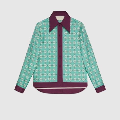 Gucci Interlocking G print silk shirt. 3