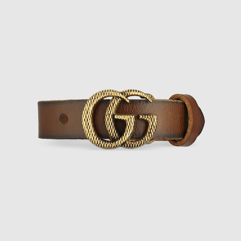 Engraved Double G leather bracelet