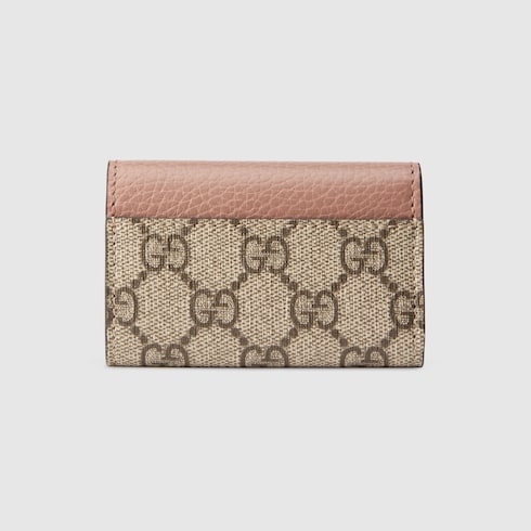 GG Marmont bi-color key case in Beige Pink GG Canvas Leather | GUCCI® SI