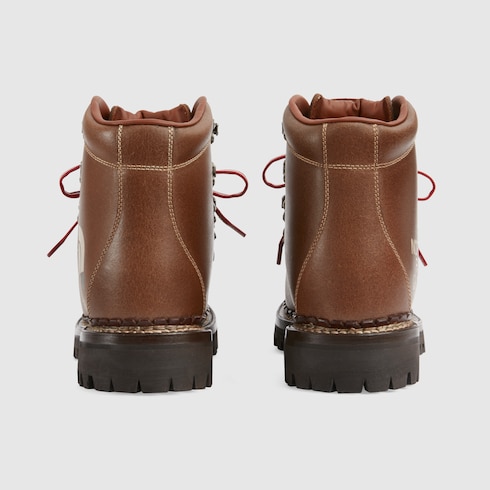 The North Face x Gucci women s ankle boot in brown leather GUCCI