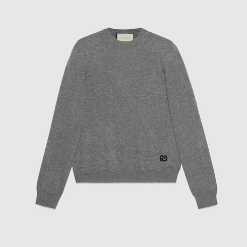 Maglione in cashmere con GG in grigio | GUCCI® CH