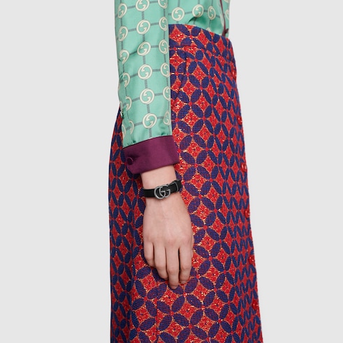 Engraved Double G leather bracelet