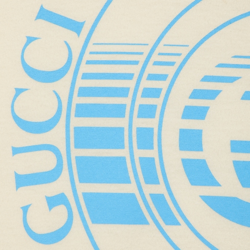 GUCCI sold BLUE DISK PRINT T-SHIRT