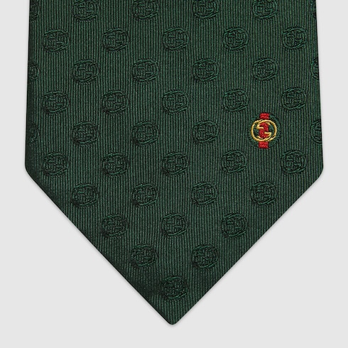 Interlocking G silk tie Detail 3