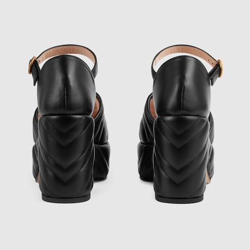 Women s matelasse platform sandal in black leather GUCCI UK