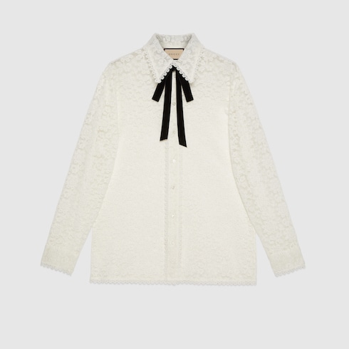 Gucci Floral macrame shirt with bow. 1 Gucci Floral macrame shirt with bow. 1