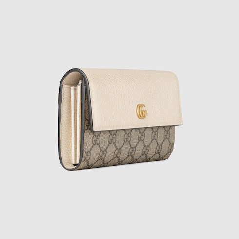 GG Marmont bi color continental wallet in beige ebony GG Supreme GUCCI Canada