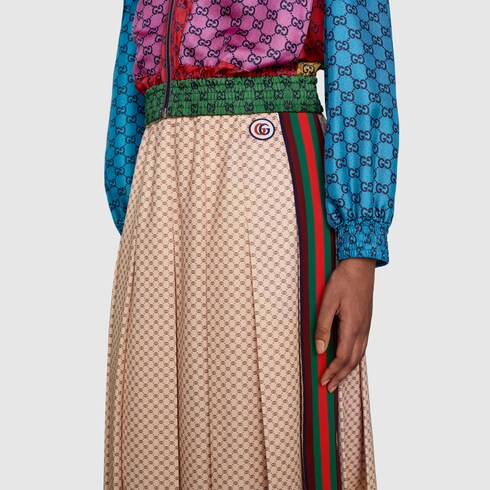  Interlocking G print pleated skirt Detail 5
