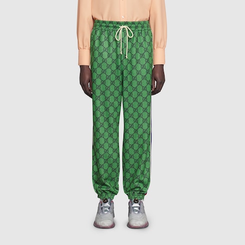 Pantalone da jogging in jersey GG con nastro Web in verde e blu scuro |  GUCCI® Italia