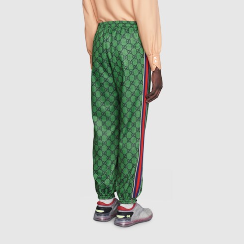 Pantalone da jogging in jersey GG con nastro Web in verde e blu scuro |  GUCCI® Italia