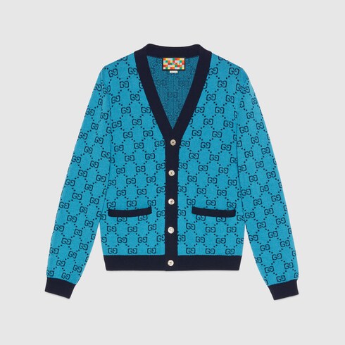 Gucci GG Multicolor wool cotton cardigan. 8