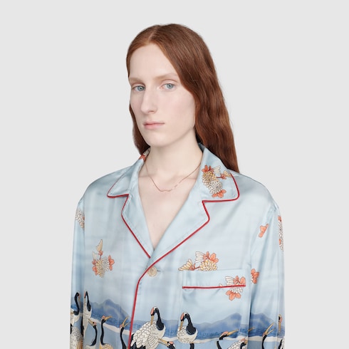 Gucci Link to Love系列18K金长条吊坠项链