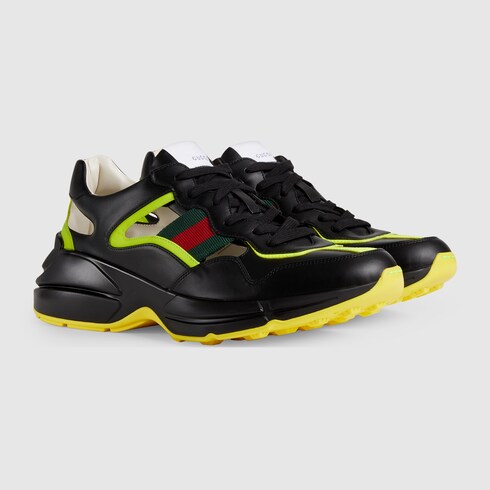 gucci black rhyton sneakers