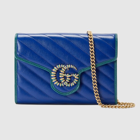 Gg Marmont Mini Bag In Blue And Turquoise Leather Gucci Us