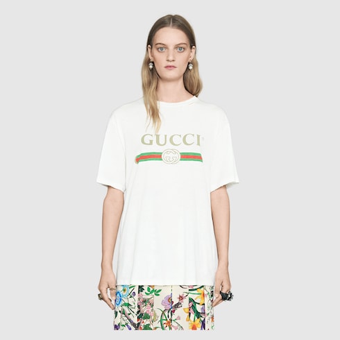 GUCCIロゴ オーバーサイズ コットン Tシャツ