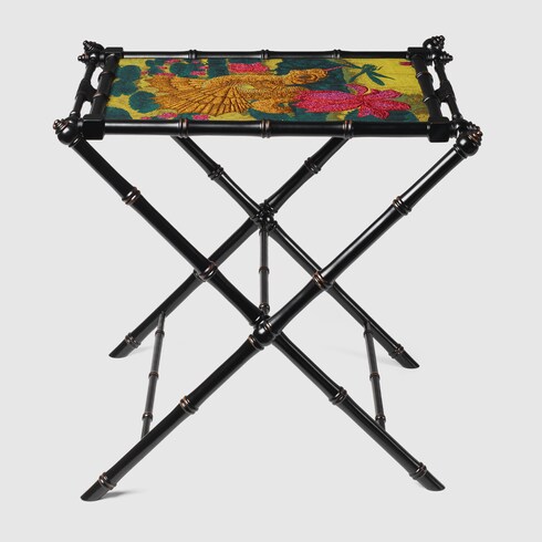 Gucci Wood folding tray with dragonfish jacquard. 2