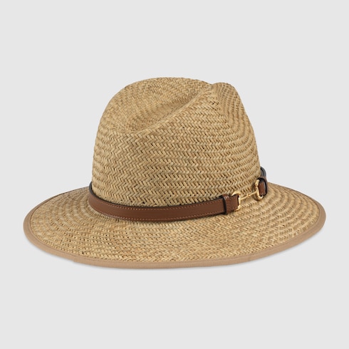 Straw hat with Horsebit in beige | GUCCI® US