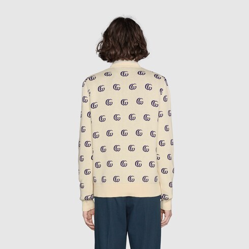 Gucci maglione con ape intarsiata - di colore blu - Stileo.it
