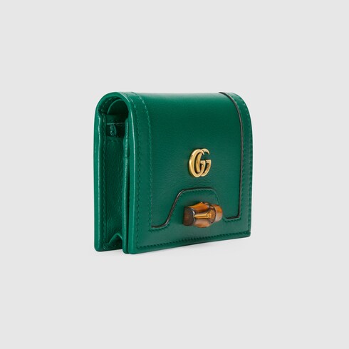 Cartera con tarjetero y bambú Gucci Diana en piel verde esmeralda | GUCCI®  ES