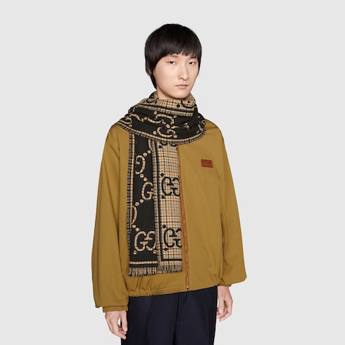 Check GG wool scarf