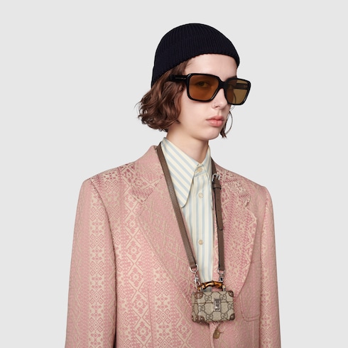 Custodia per AirPods in GG Supreme beige ed ebano | GUCCI® Italia