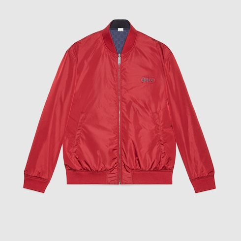 Reversible GG nylon bomber jacket