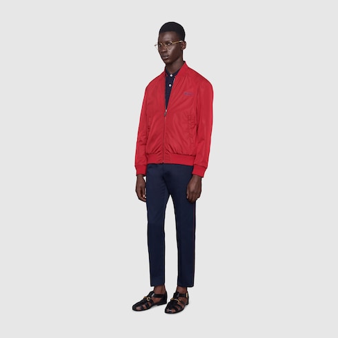 Reversible GG nylon bomber jacket