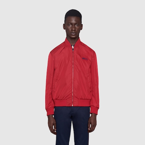Reversible GG nylon bomber jacket