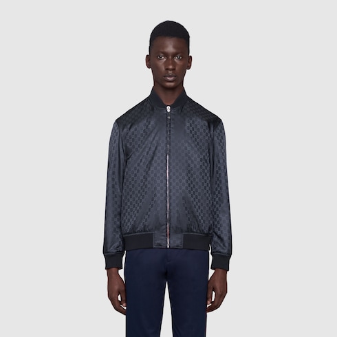 Reversible GG nylon bomber jacket