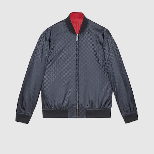 Reversible GG nylon bomber jacket