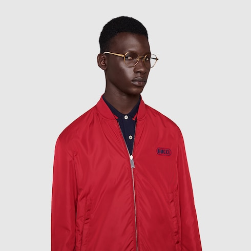 Reversible GG nylon bomber jacket