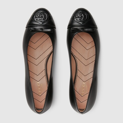 Ballerina donna con Doppia G in pelle nera | GUCCI® Italia
