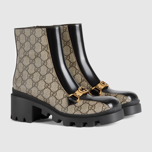 Stivale donna Horsebit con GG in pelle nera e GG | GUCCI® Italia