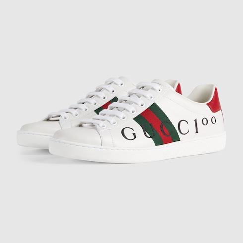 Sneaker donna Gucci 100 Ace in pelle bianca | GUCCI® Italia