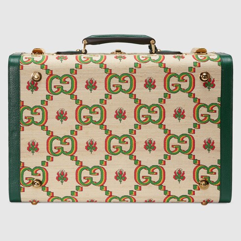 Valigia Gucci 100 misura media in jacquard beige e verde | GUCCI® Italia