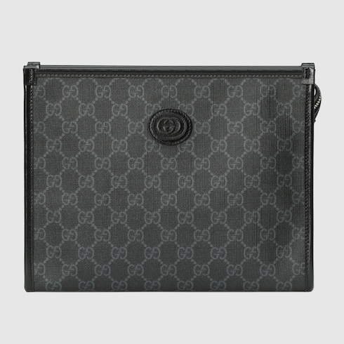 Beauty case with Interlocking G in black GG Supreme