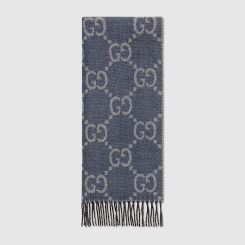 MONOGRAM SCARF in Blue/Brown