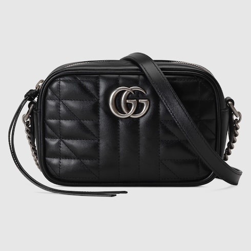 GG Marmont mini shoulder bag in black leather | GUCCI® US