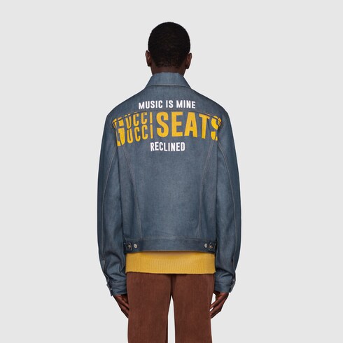 Giacca in denim Gucci 100 in blu scuro | GUCCI® Italia