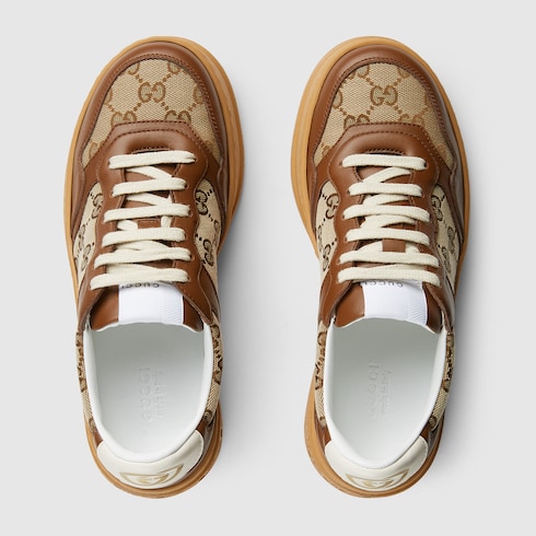 Ace leather-trimmed GG sneakers in beige - Gucci