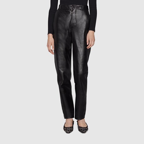 Black shiny trousers hotsell