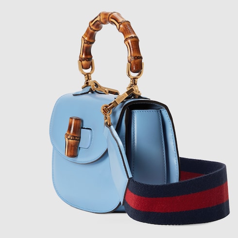 Minibolsa con asa superior Gucci Bamboo 1947 inpiel azul GUCCI MX