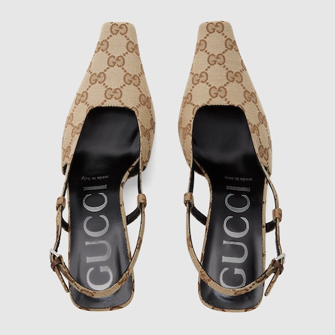 Women s GG slingback pump in beige and ebony GG canvas GUCCI Canada