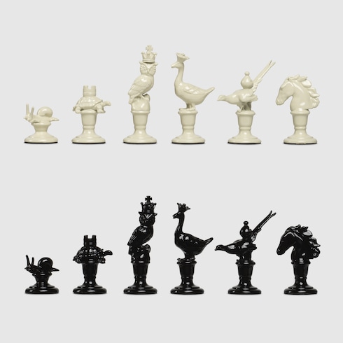 Decorative wooden Chessboard in beige and ivory | GUCCI® US