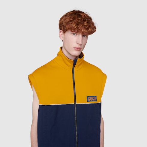 Gucci technical jersey jacket blue best sale