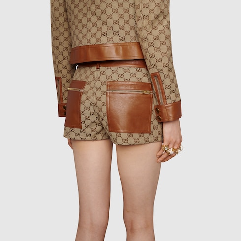 GG canvas jacket with leather trim