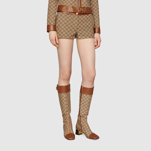 レザー トリム付き GGキャンバス ショートパンツ