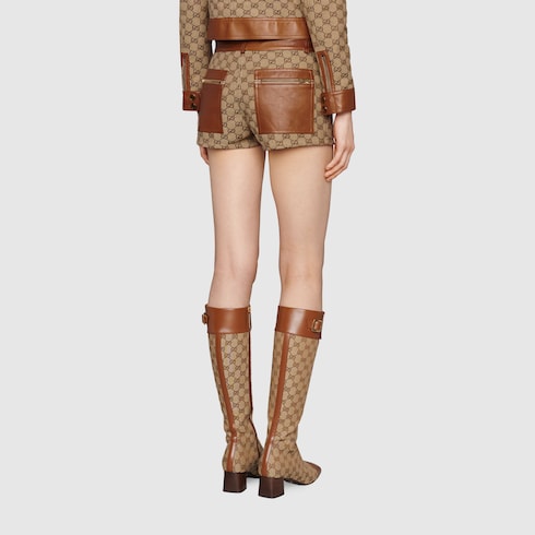 レザー トリム付き GGキャンバス ショートパンツ